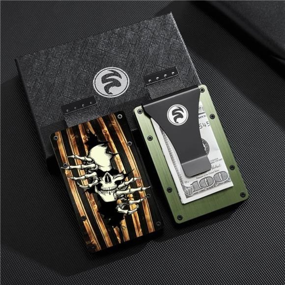 Personalized Minimalist Engraved Aluminum Money Clip, Wallet Men Slim Front - Picture 1 of 5